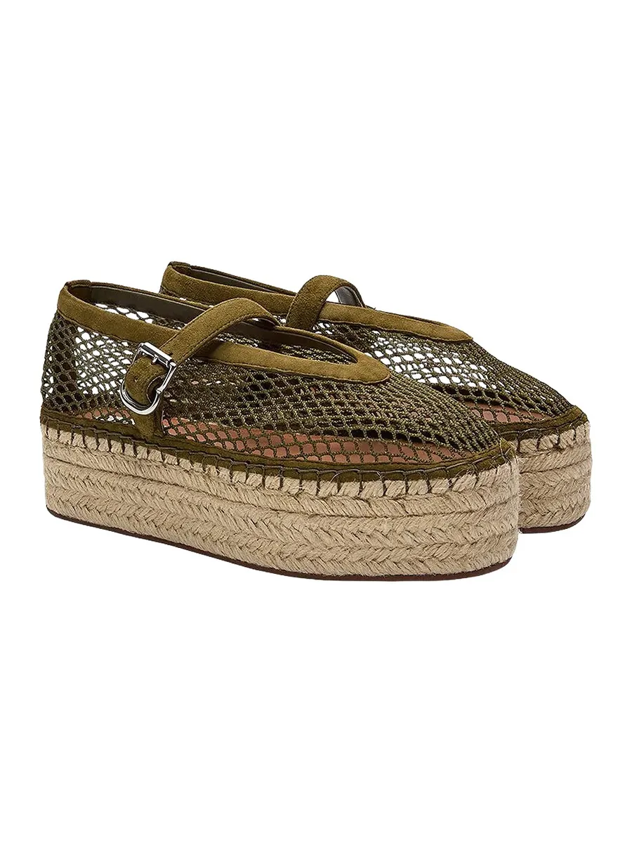Alaïa ALAΪA Fishnet Wedge Espadrille Flat