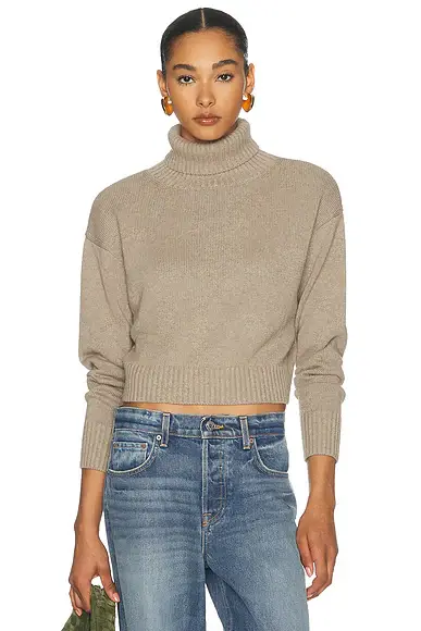 ENZA COSTA Cotton Cashmere Funnel Neck Sweater