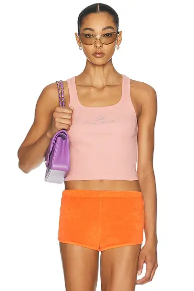 Sporty & Rich x Juicy Couture Crown Ribbed Tank Top | Image 1 Sporty & Rich x Juicy Couture Crown Ribbed Tank Top | Image 1