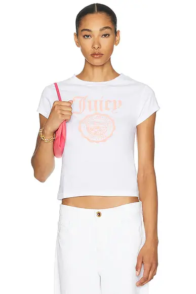 Sporty & Rich x Juicy Couture Emblem Essentials Tee | Image 1 Sporty & Rich x Juicy Couture Emblem Essentials Tee | Image 1