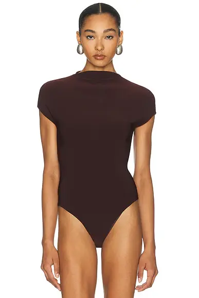 Grace Ling Logo Tag Semi Mock Neck Top Bodysuit | Thumbnail 2 Grace Ling Logo Tag Semi Mock Neck Top Bodysuit | Thumbnail 2