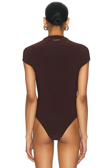 Grace Ling Logo Tag Semi Mock Neck Top Bodysuit | Thumbnail 4 Grace Ling Logo Tag Semi Mock Neck Top Bodysuit | Thumbnail 4