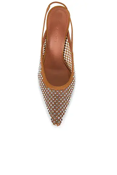 Amina Muaddi Felicia 100 Crystal Net Sling Pump | Thumbnail 4 Amina Muaddi Felicia 100 Crystal Net Sling Pump | Thumbnail 4