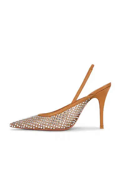Amina Muaddi Felicia 100 Crystal Net Sling Pump | Thumbnail 5 Amina Muaddi Felicia 100 Crystal Net Sling Pump | Thumbnail 5