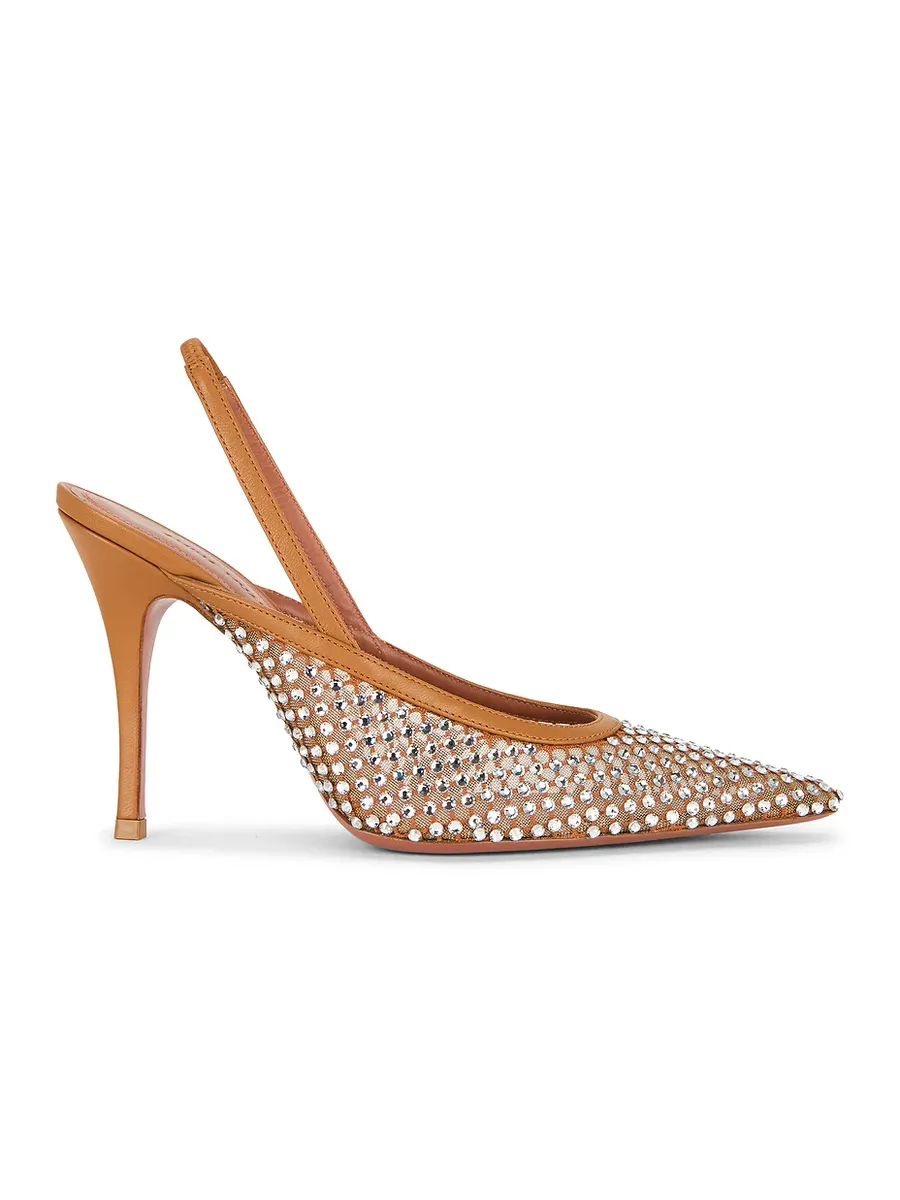 Amina Muaddi Felicia 100 Crystal Net Sling Pump