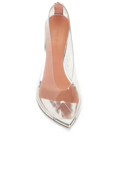 Amina Muaddi Bianca 95 Glass Peep Toe Pump | Thumbnail 4 Amina Muaddi Bianca 95 Glass Peep Toe Pump | Thumbnail 4