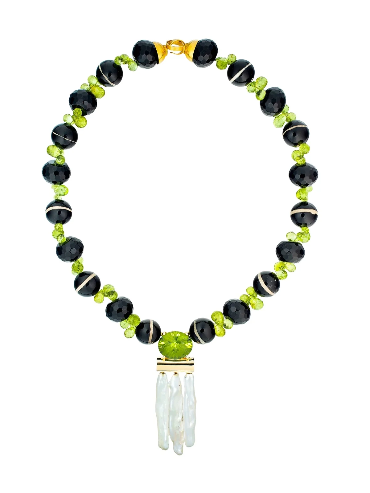 Agate and Onyx Beaded Necklace Agate and Onyx Beaded Necklace