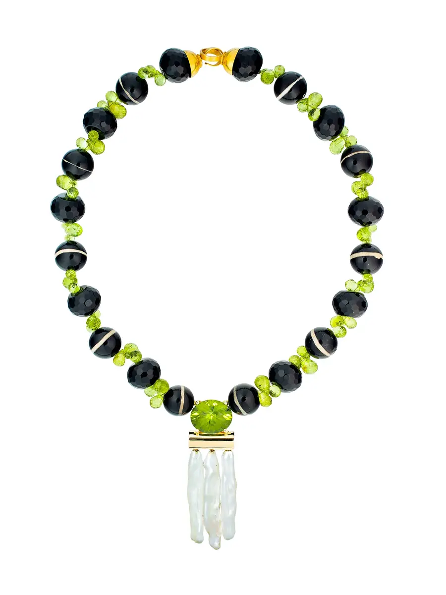 GuitaM Agate and Onyx Beaded Necklace | Image 1 GuitaM Agate and Onyx Beaded Necklace | Image 1