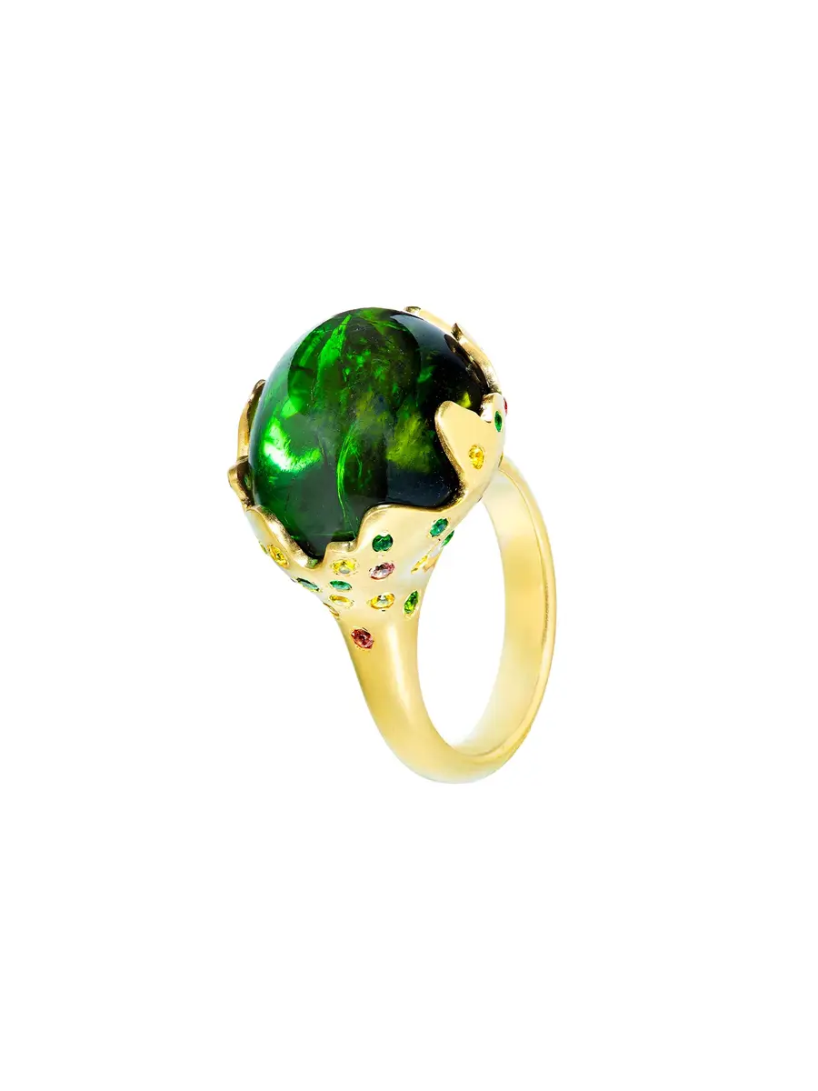 GuitaM Green Tourmaline Flame Ring | Image 1 GuitaM Green Tourmaline Flame Ring | Image 1