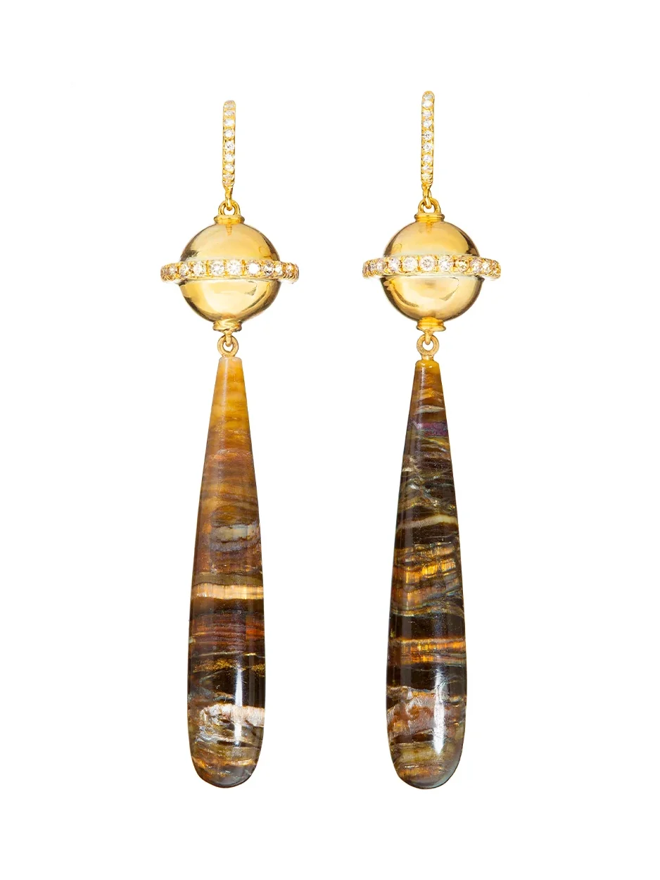 GuitaM Serpentine Opal Catseye Earrings