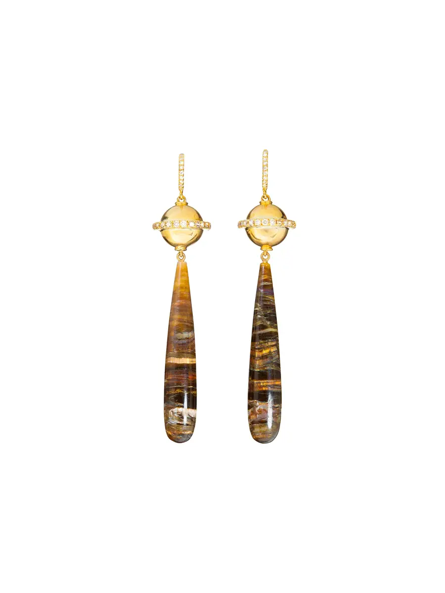 GuitaM Serpentine Opal Catseye Earrings | Image 1 GuitaM Serpentine Opal Catseye Earrings | Image 1