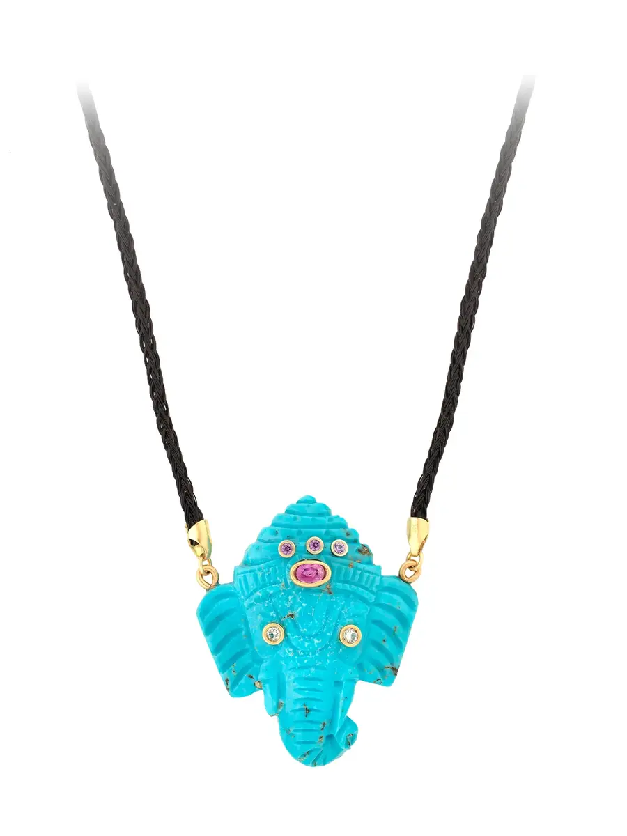 GuitaM Turquoise Lord Ganesh Necklace | Image 1 GuitaM Turquoise Lord Ganesh Necklace | Image 1