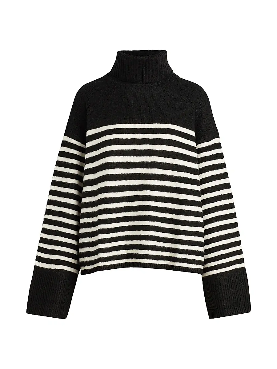 Joe's Jeans Women's The Penelope Striped Turtleneck Sweater - Black With White | Image 1 Joe's Jeans Women's The Penelope Striped Turtleneck Sweater - Black With White | Image 1