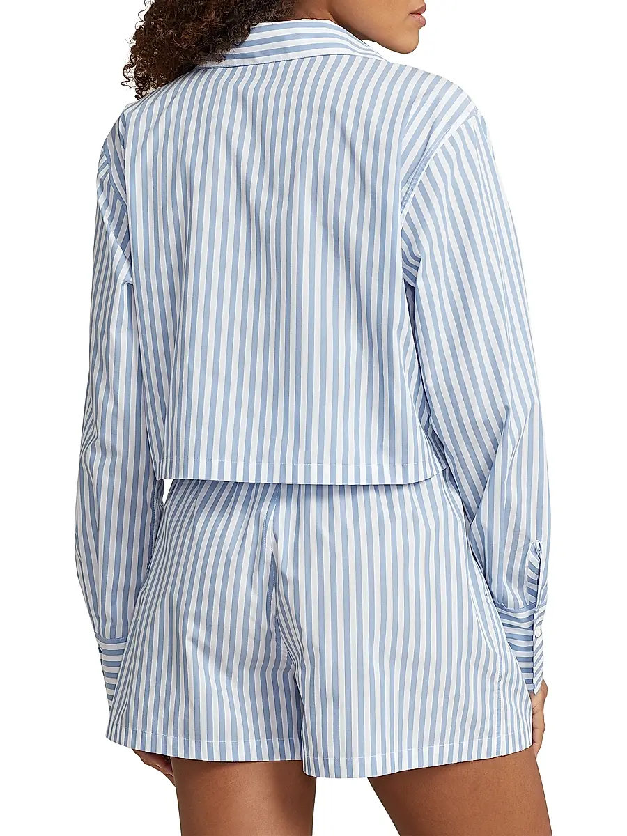 Polo Ralph Lauren Women's Shirting Stripes Cropped 2-Piece Pajama Set | Thumbnail 4 Polo Ralph Lauren Women's Shirting Stripes Cropped 2-Piece Pajama Set | Thumbnail 4