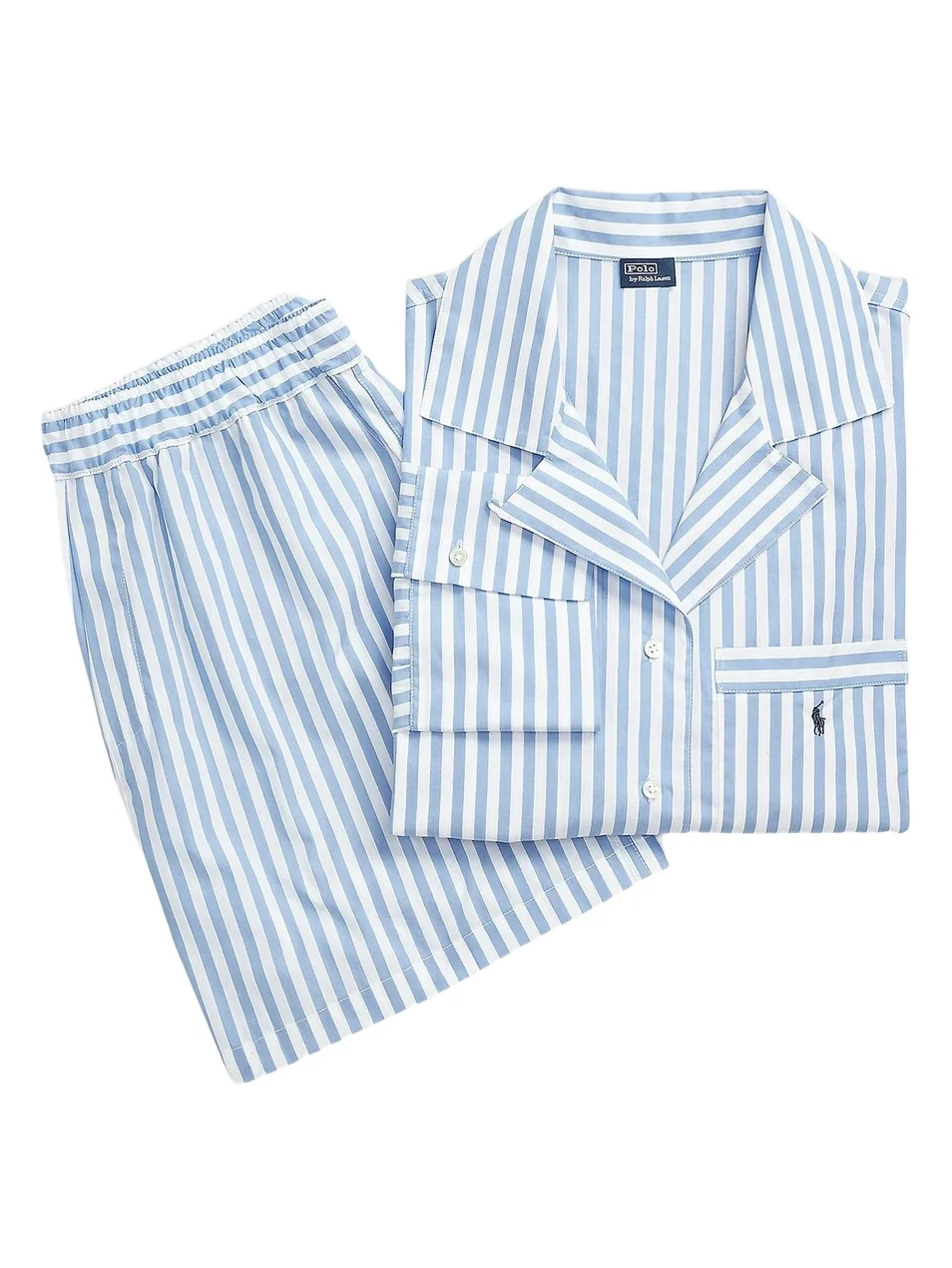 Polo Ralph Lauren Women's Shirting Stripes Cropped 2-Piece Pajama Set