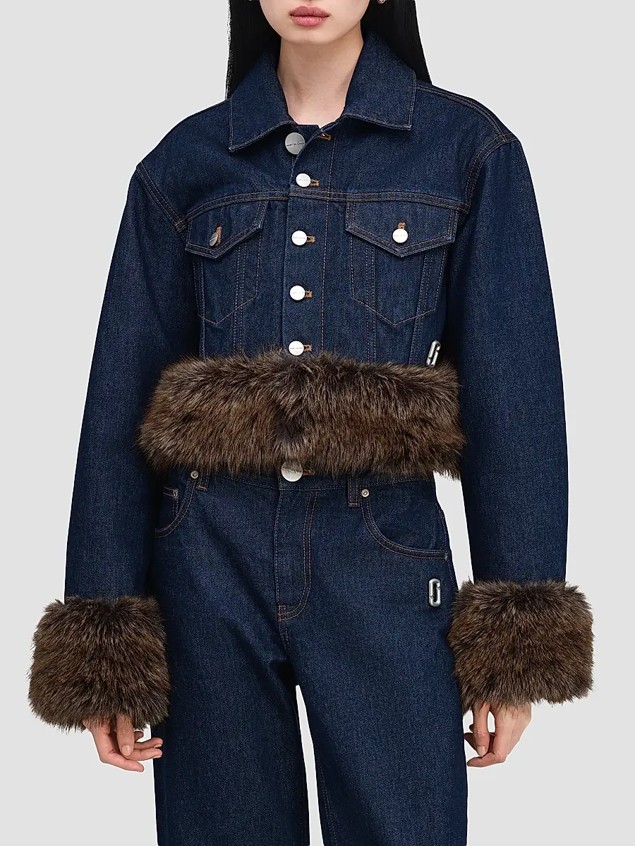 Marc Jacobs Women's Faux-Fur-Trim Shrunken Trucker Jacket | Thumbnail 4 Marc Jacobs Women's Faux-Fur-Trim Shrunken Trucker Jacket | Thumbnail 4