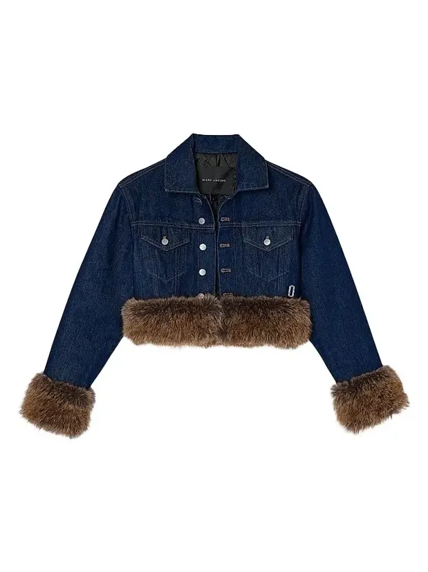 Women's Faux-Fur-Trim Shrunken Trucker Jacket Women's Faux-Fur-Trim Shrunken Trucker Jacket