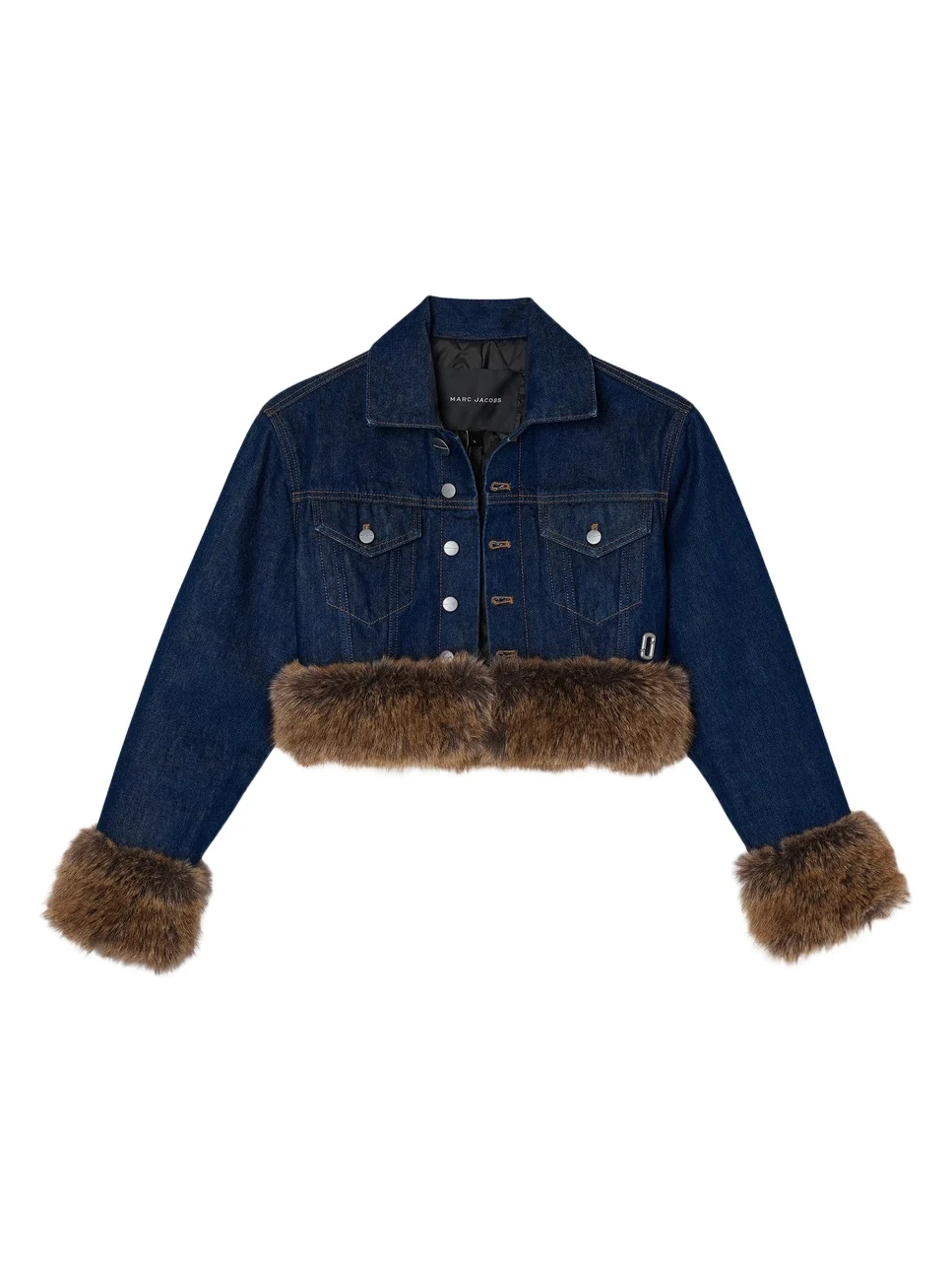 Women's Faux-Fur-Trim Shrunken Trucker Jacket