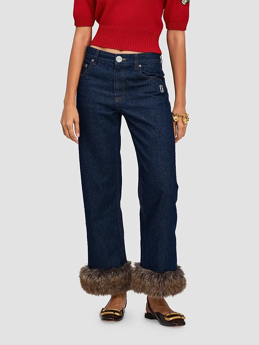 Marc Jacobs Women's Faux-Fur-Trimmed Crop Jeans | Thumbnail 4 Marc Jacobs Women's Faux-Fur-Trimmed Crop Jeans | Thumbnail 4