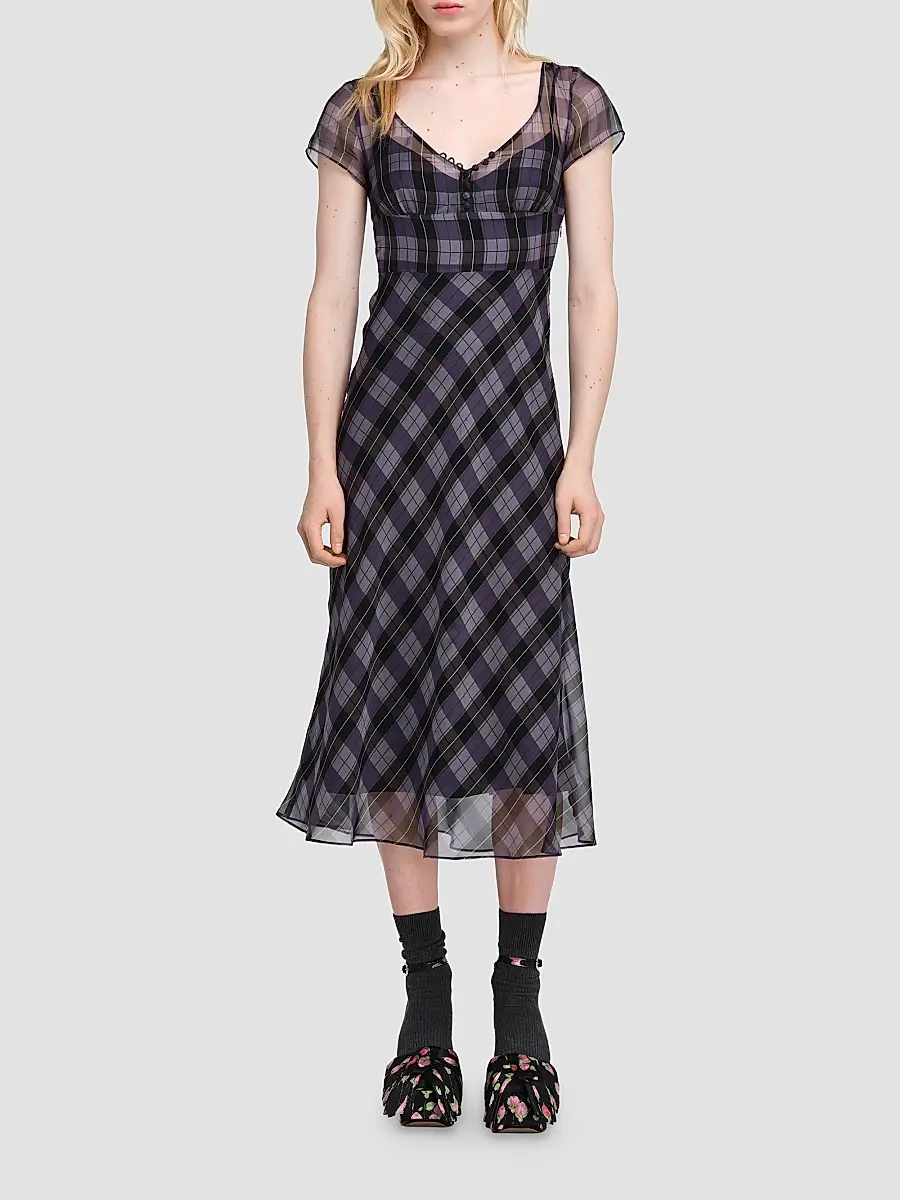 Marc Jacobs Women's Plaid Chiffon Midi Dress | Thumbnail 2 Marc Jacobs Women's Plaid Chiffon Midi Dress | Thumbnail 2