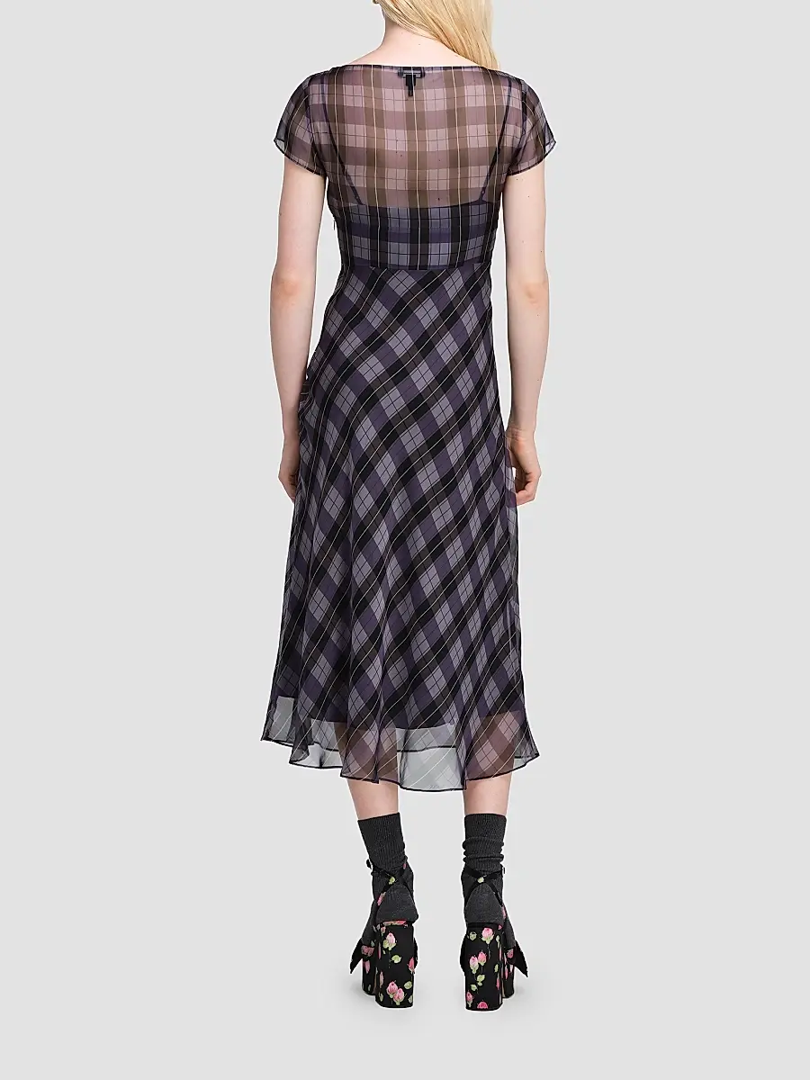 Marc Jacobs Women's Plaid Chiffon Midi Dress | Thumbnail 3 Marc Jacobs Women's Plaid Chiffon Midi Dress | Thumbnail 3