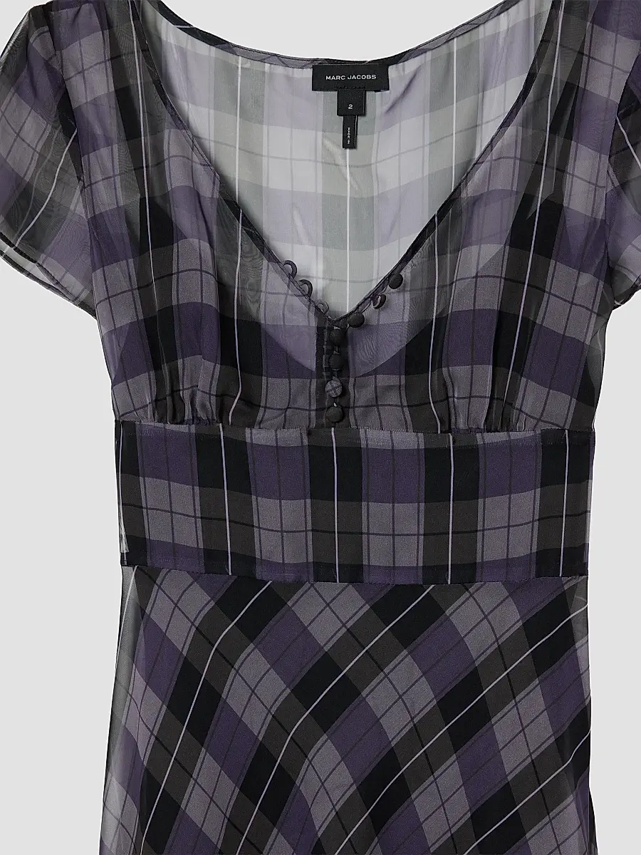 Marc Jacobs Women's Plaid Chiffon Midi Dress | Thumbnail 4 Marc Jacobs Women's Plaid Chiffon Midi Dress | Thumbnail 4