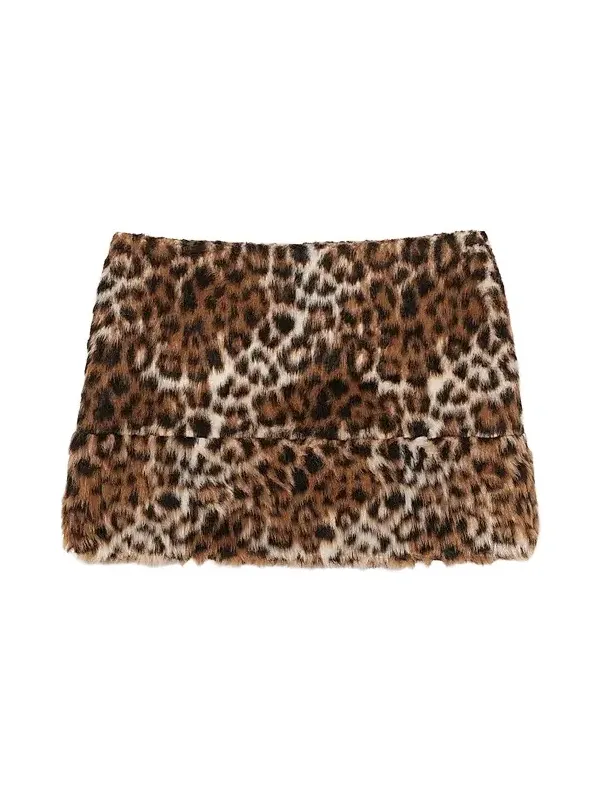 Women's Faux Fur Leopard Mini Skirt Women's Faux Fur Leopard Mini Skirt