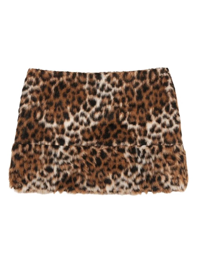 Women's Faux Fur Leopard Mini Skirt Women's Faux Fur Leopard Mini Skirt