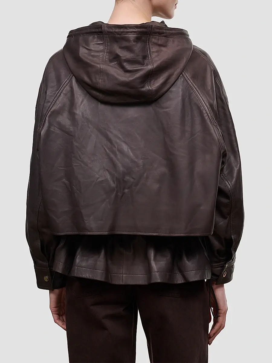 Staud Women's Gondola Hooded Leather Jacket | Thumbnail 3 Staud Women's Gondola Hooded Leather Jacket | Thumbnail 3