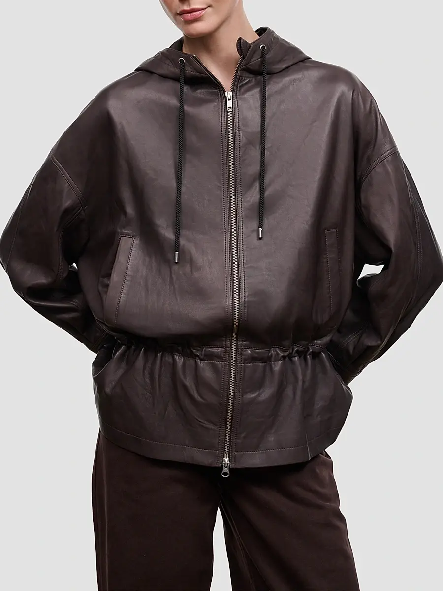 Staud Women's Gondola Hooded Leather Jacket | Thumbnail 4 Staud Women's Gondola Hooded Leather Jacket | Thumbnail 4