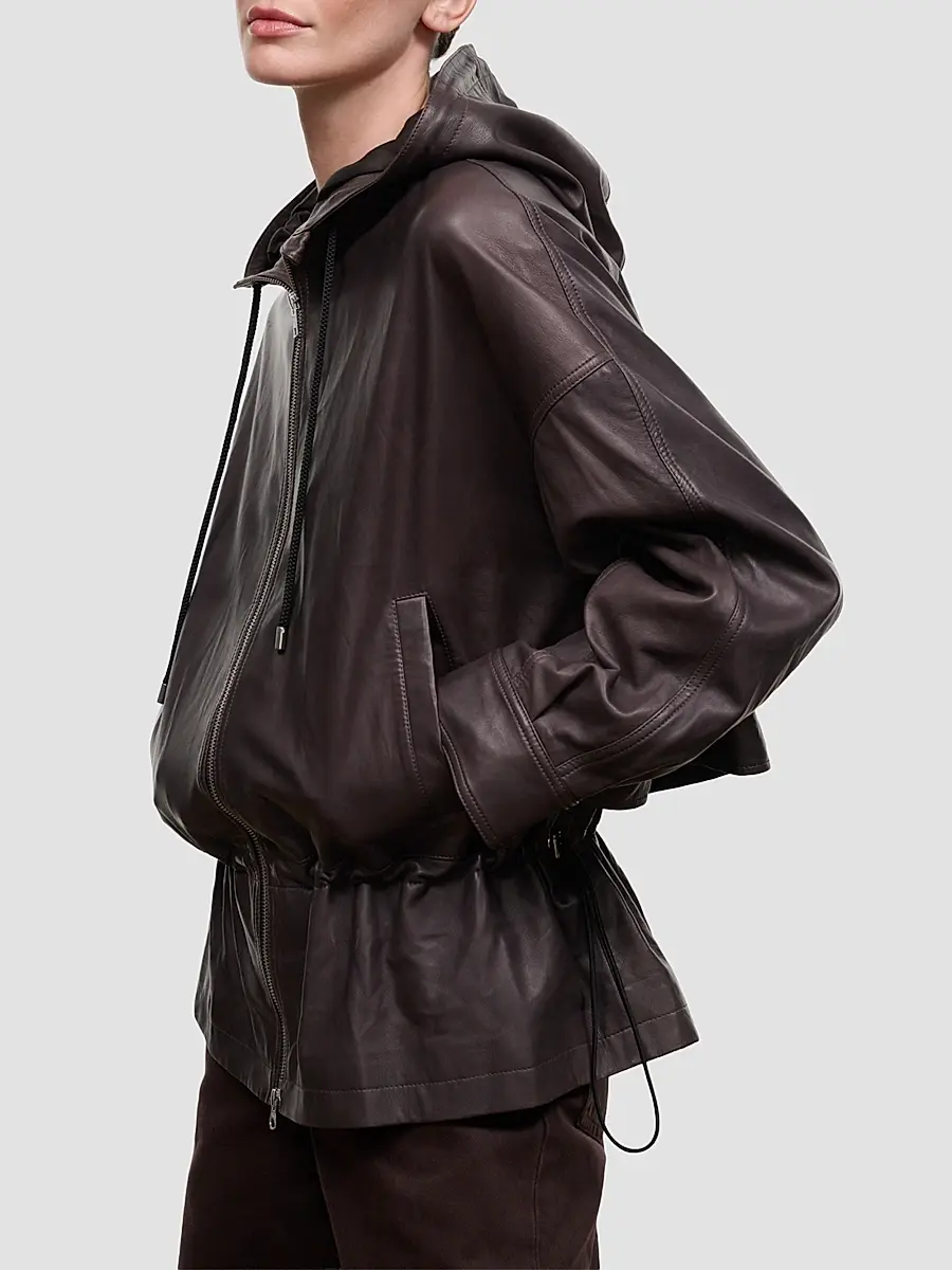 Staud Women's Gondola Hooded Leather Jacket | Thumbnail 5 Staud Women's Gondola Hooded Leather Jacket | Thumbnail 5