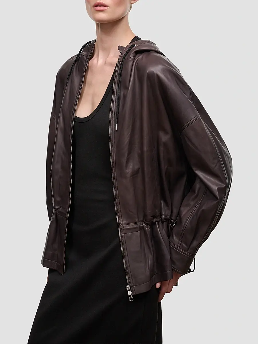 Staud Women's Gondola Hooded Leather Jacket | Thumbnail 6 Staud Women's Gondola Hooded Leather Jacket | Thumbnail 6