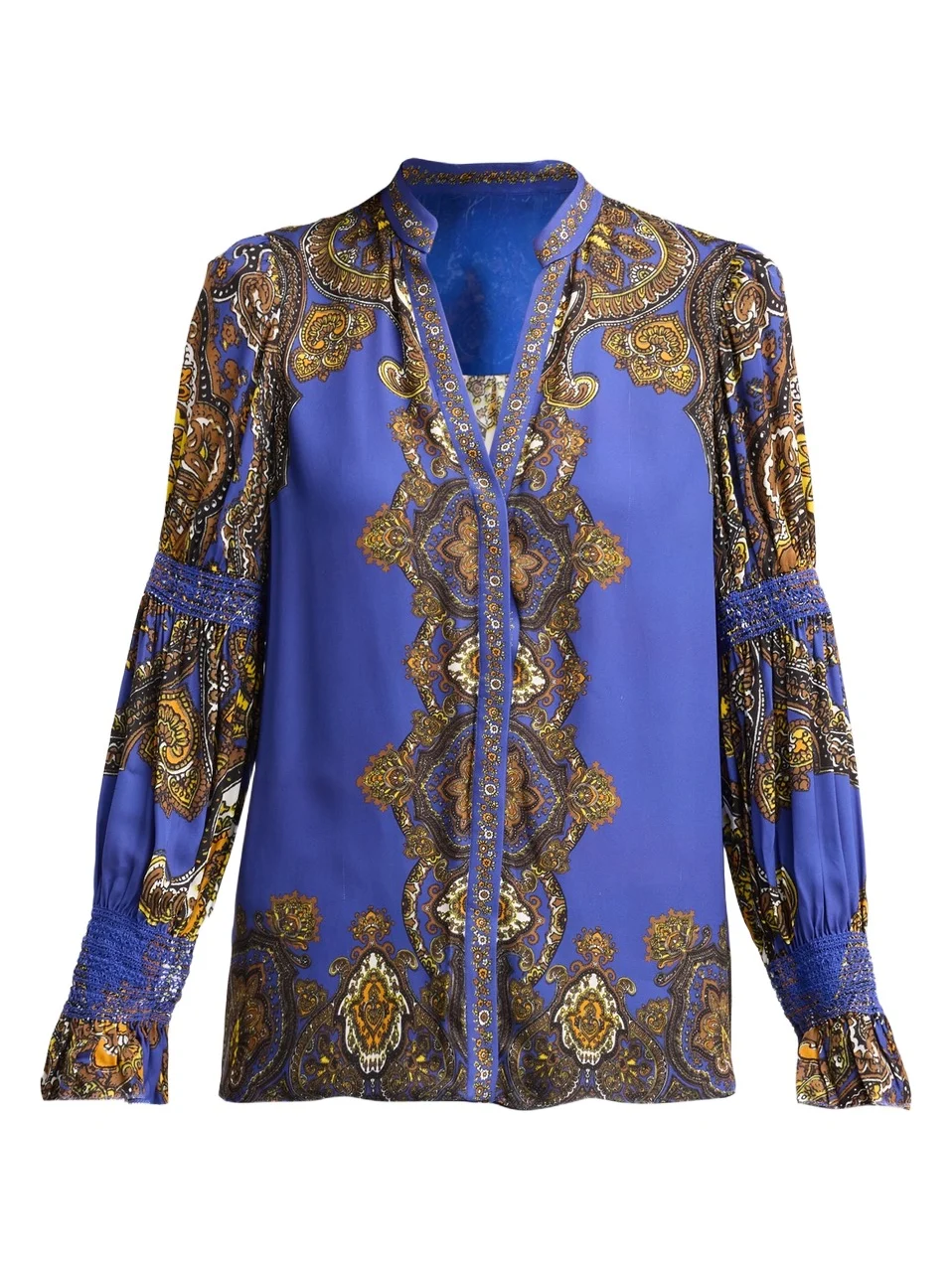 Alice + Olivia Women's Ilan Smocked-Sleeve Blouse