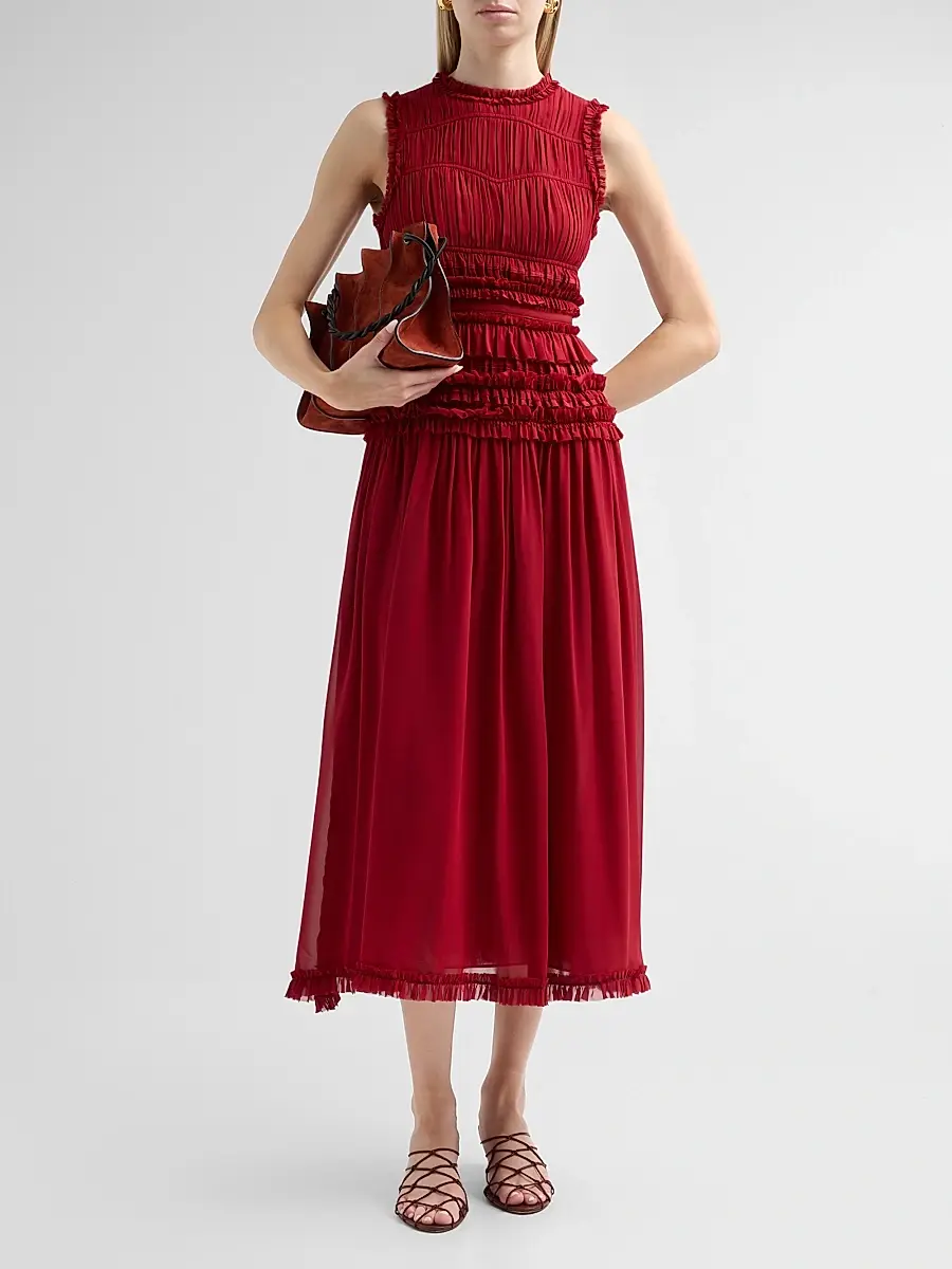 Ulla Johnson Women's Etta Smocked Silk A-Line Maxi Dress | Thumbnail 2