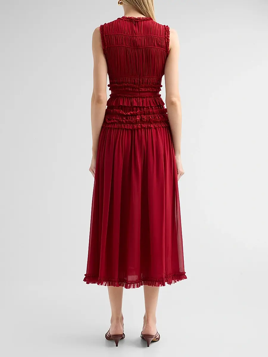 Ulla Johnson Women's Etta Smocked Silk A-Line Maxi Dress | Thumbnail 3