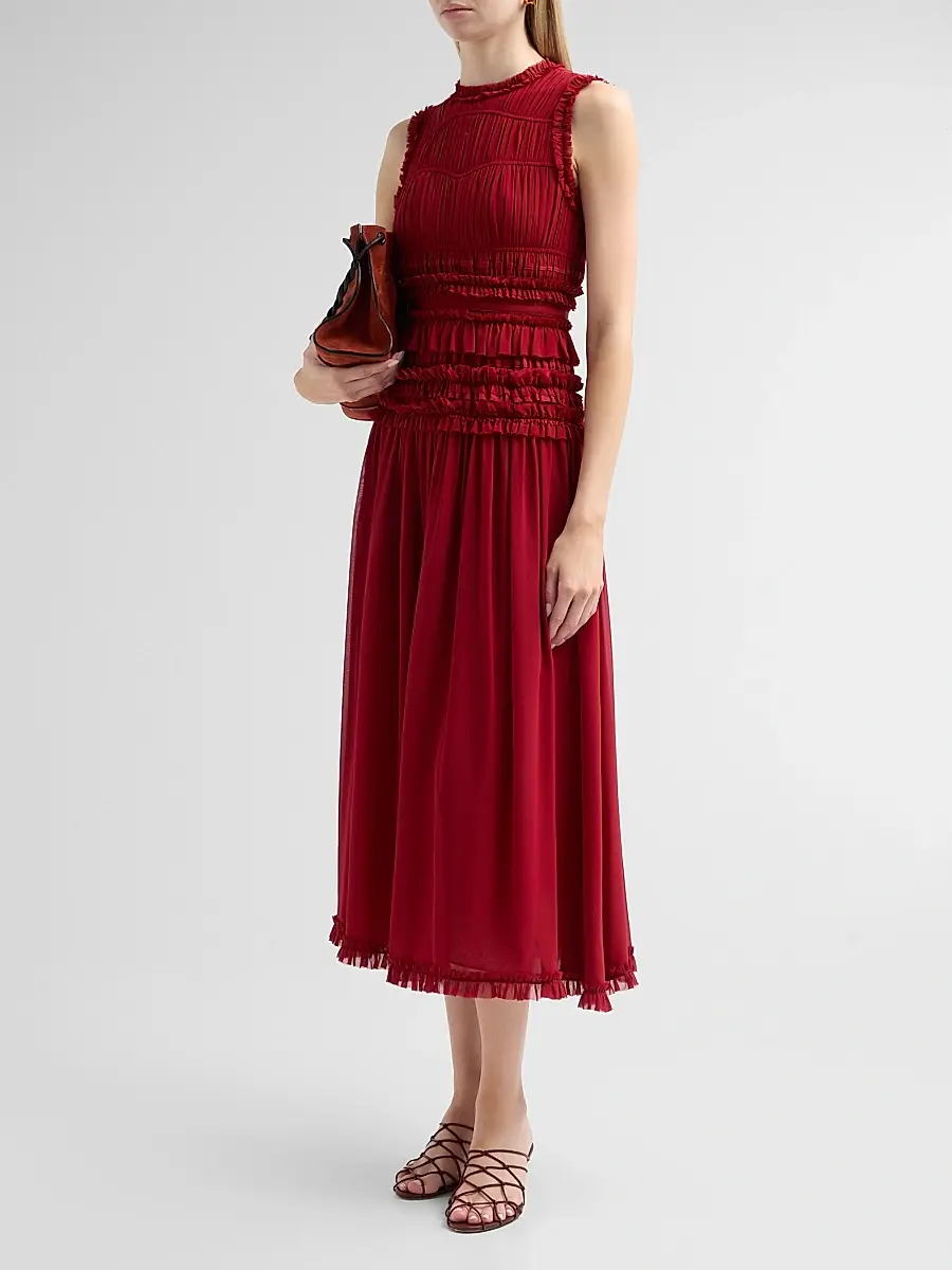 Ulla Johnson Women's Etta Smocked Silk A-Line Maxi Dress | Thumbnail 4