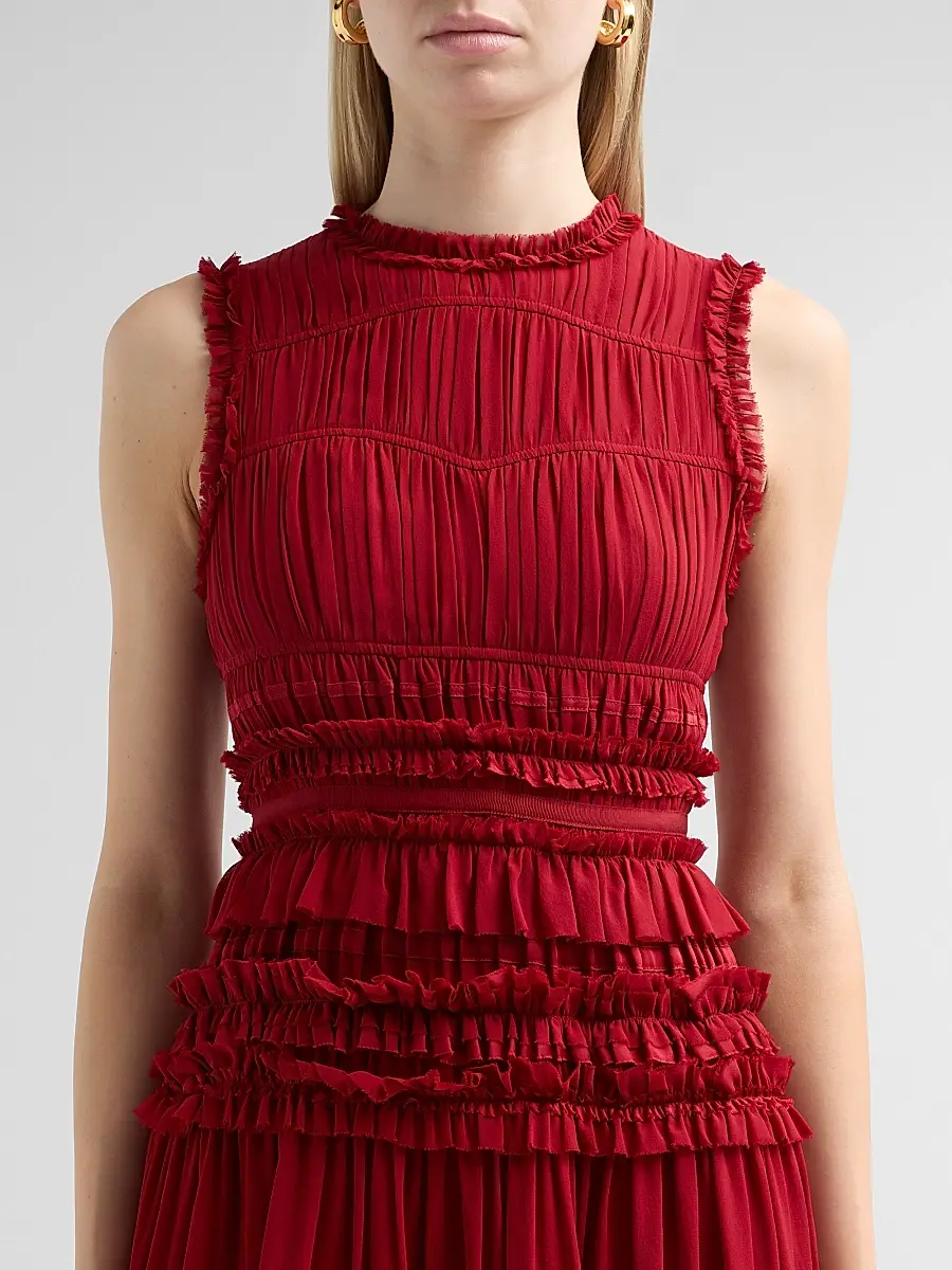 Ulla Johnson Women's Etta Smocked Silk A-Line Maxi Dress | Thumbnail 5