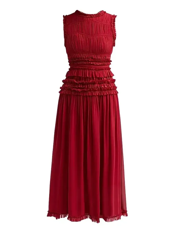 Women's Etta Smocked Silk A-Line Maxi Dress Women's Etta Smocked Silk A-Line Maxi Dress