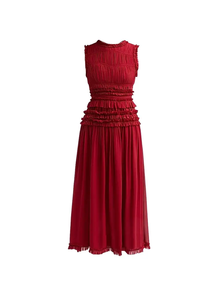 Ulla Johnson Women's Etta Smocked Silk A-Line Maxi Dress - Cerise - Size 14 | Image 1 Ulla Johnson Women's Etta Smocked Silk A-Line Maxi Dress - Cerise - Size 14 | Image 1