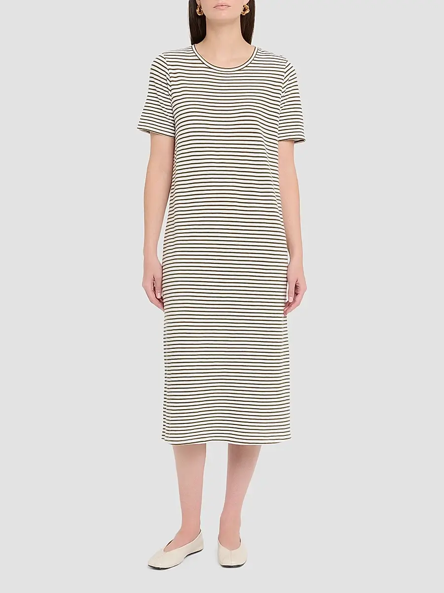 Eileen Fisher Women's Striped Cotton Midi Dress | Thumbnail 2