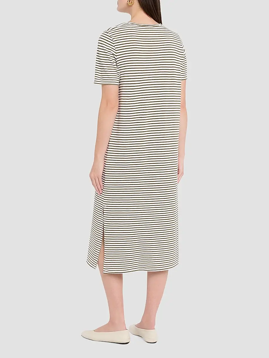 Eileen Fisher Women's Striped Cotton Midi Dress | Thumbnail 3