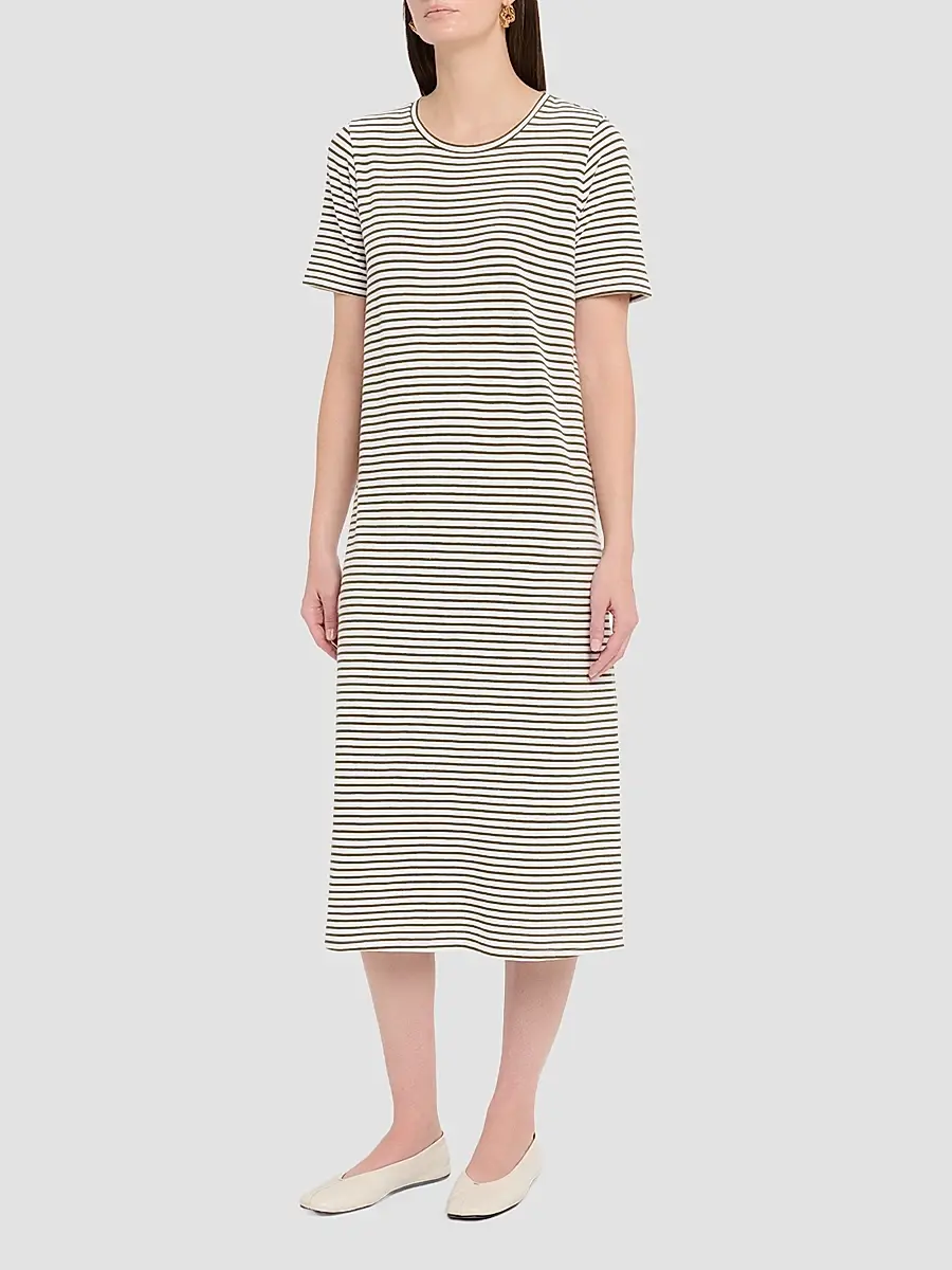 Eileen Fisher Women's Striped Cotton Midi Dress | Thumbnail 4