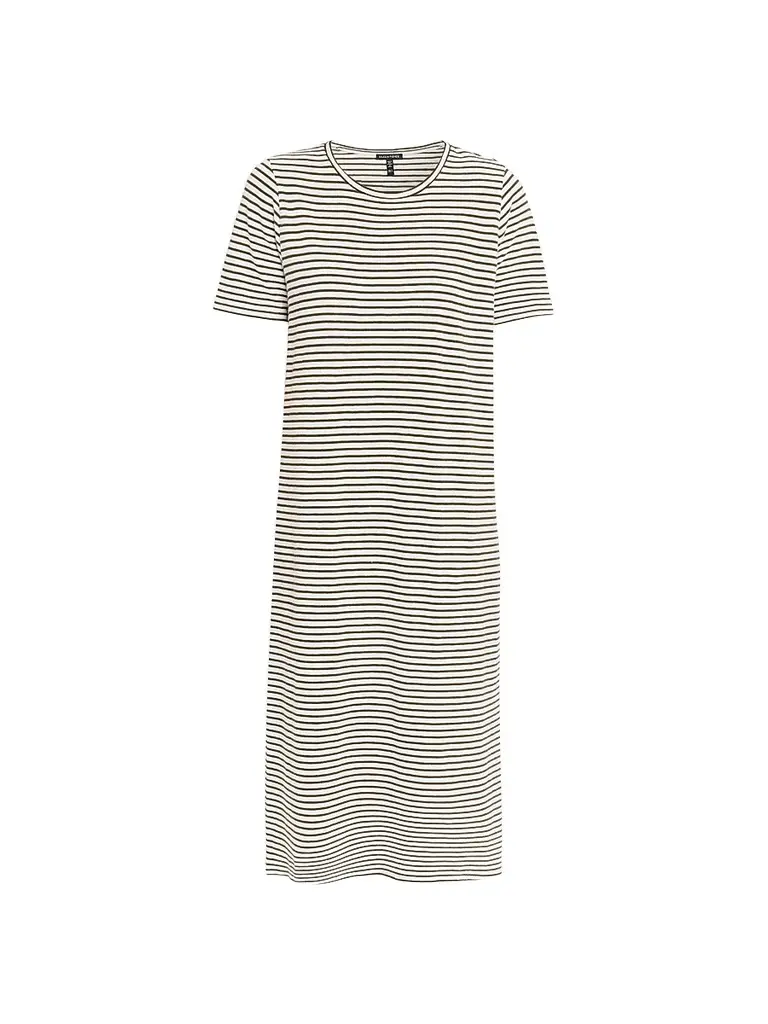 Eileen Fisher Women's Striped Cotton Midi Dress - Olive | Image 1 Eileen Fisher Women's Striped Cotton Midi Dress - Olive | Image 1