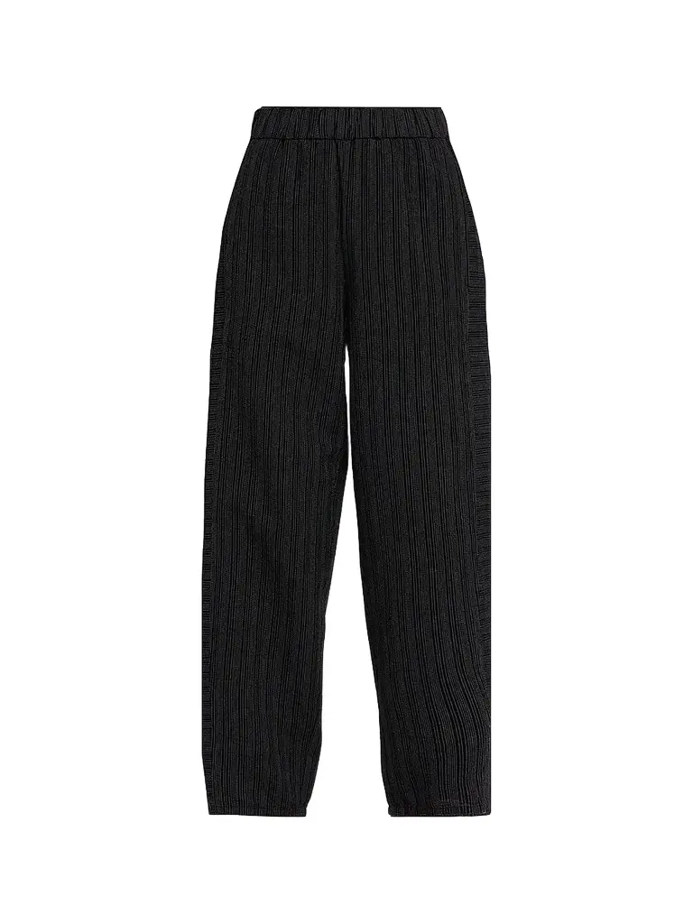 Eileen Fisher Women's Lantern Stripe Stitch Cotton-Blend Pants - Black White | Image 1 Eileen Fisher Women's Lantern Stripe Stitch Cotton-Blend Pants - Black White | Image 1