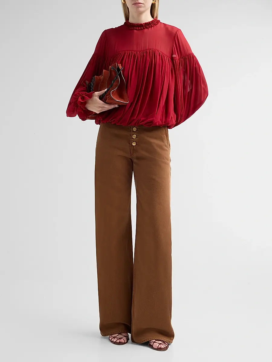 Ulla Johnson Women's Pearl Gathered Silk Blouse | Thumbnail 2
