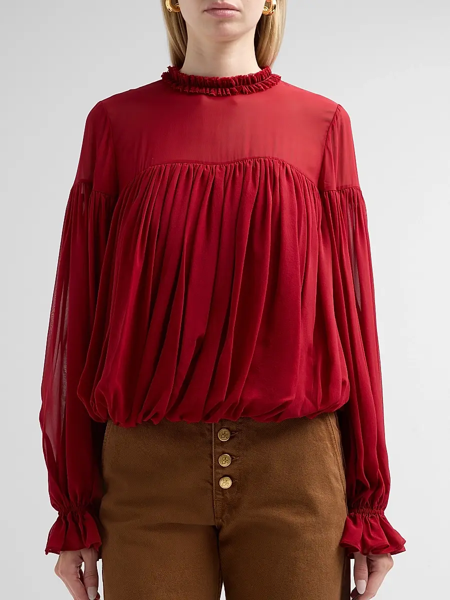 Ulla Johnson Women's Pearl Gathered Silk Blouse | Thumbnail 5