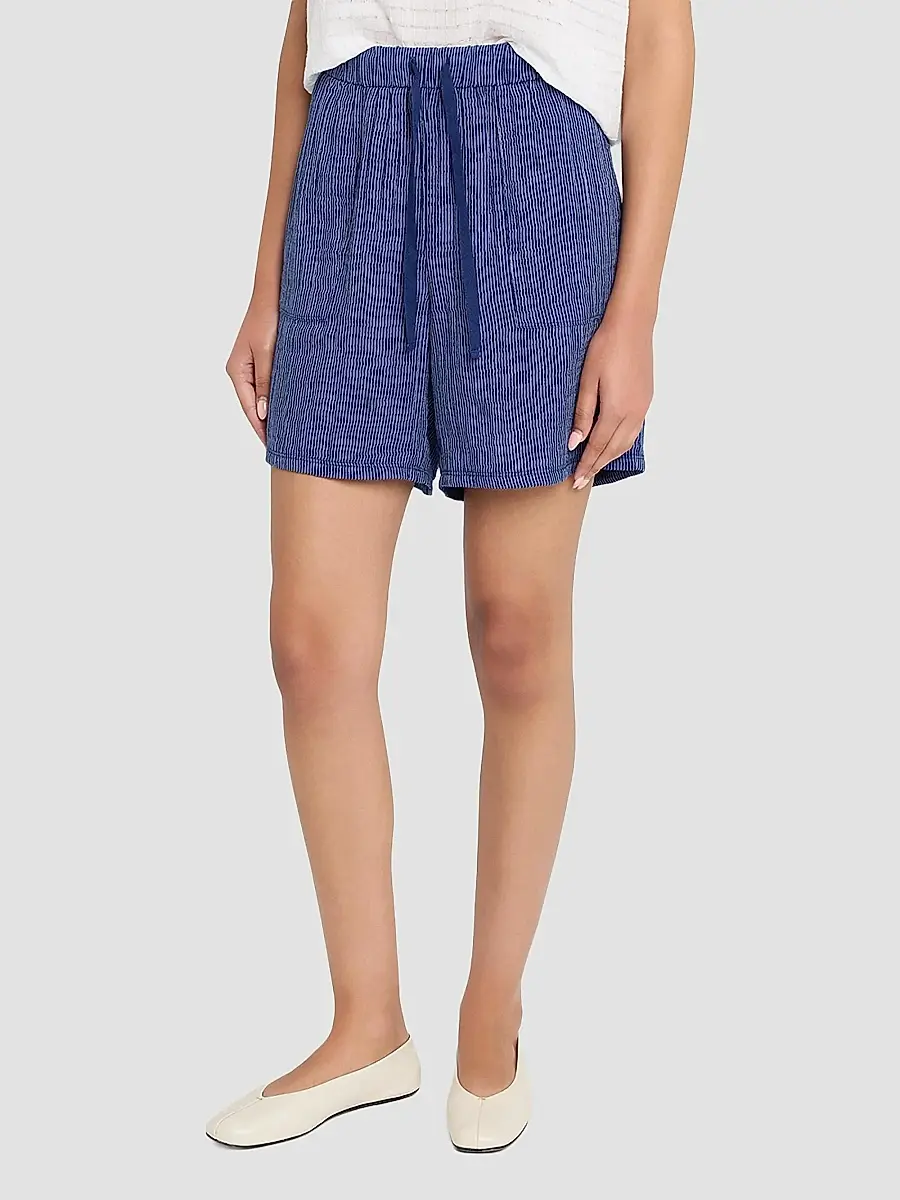 Eileen Fisher Women's Striped Cotton Gauze Walking Shorts | Thumbnail 4 Eileen Fisher Women's Striped Cotton Gauze Walking Shorts | Thumbnail 4