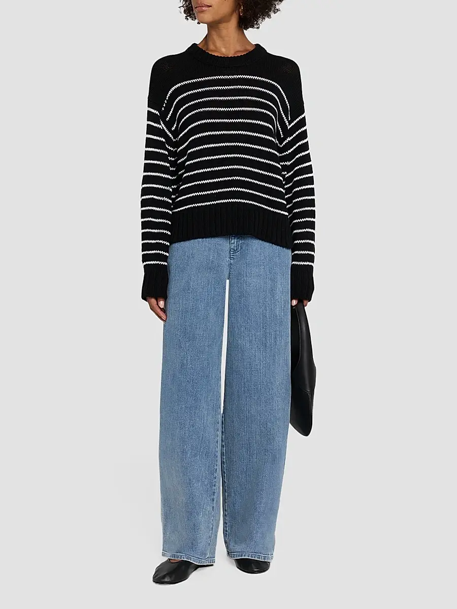 Eileen Fisher Women's Striped Cotton Crewneck Sweater | Thumbnail 2