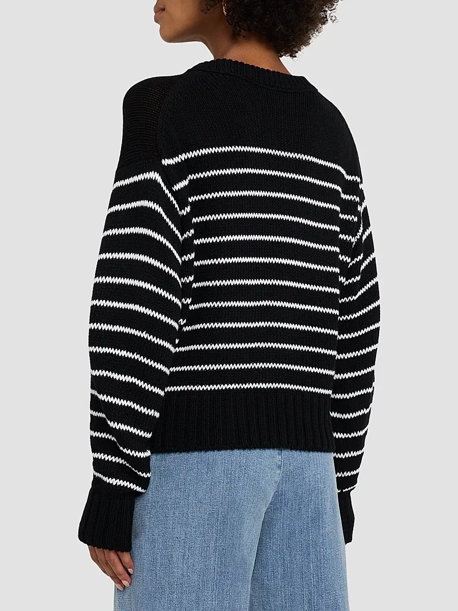 Eileen Fisher Women's Striped Cotton Crewneck Sweater | Thumbnail 3