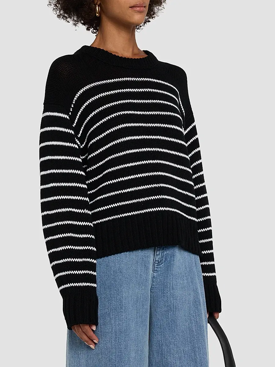 Eileen Fisher Women's Striped Cotton Crewneck Sweater | Thumbnail 4